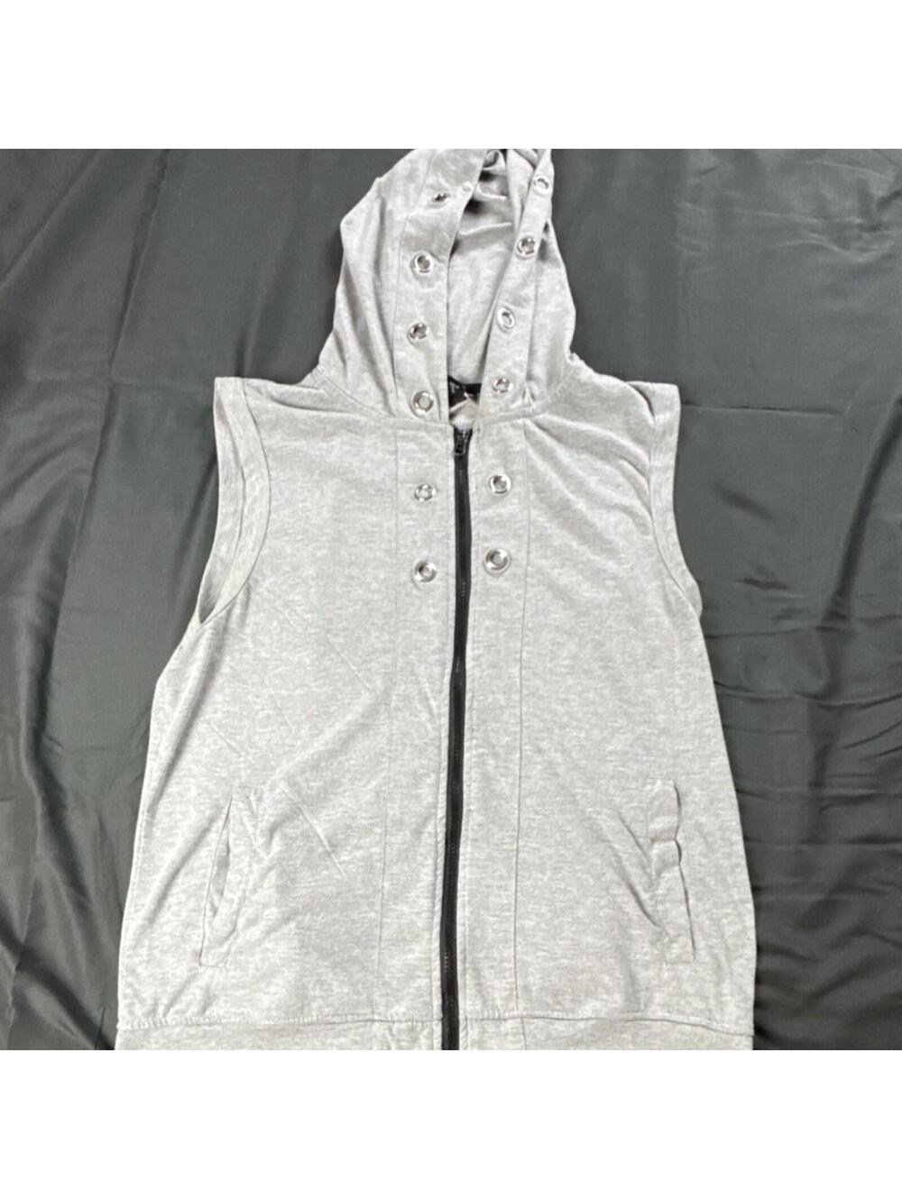 Victorious Mens Size M Sleeveless Full Zip Hoodie Vest Gray